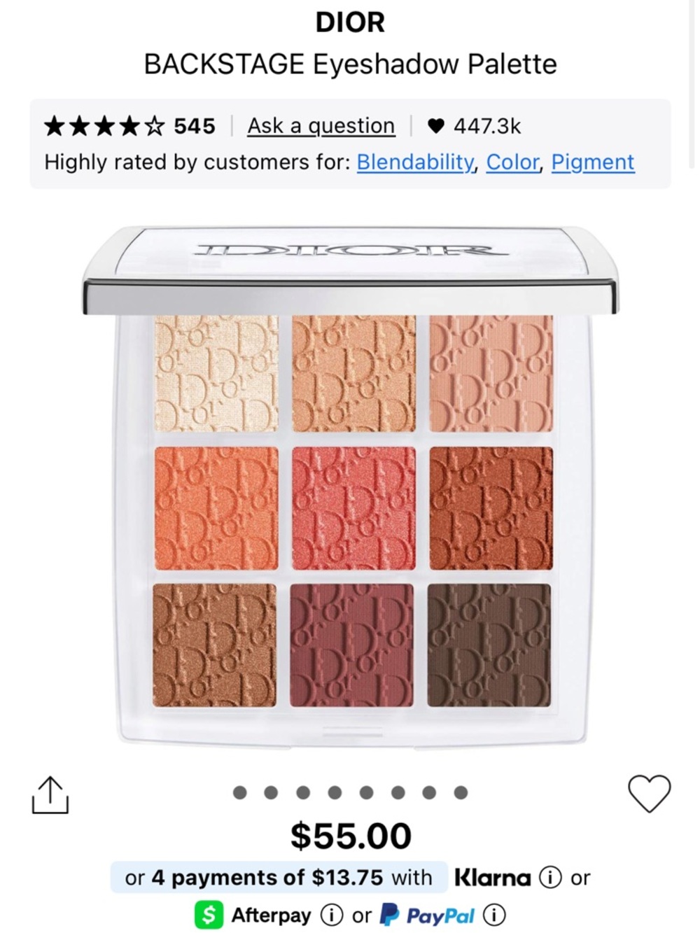 Dior Backstage eyeshadow palette 003 Warm Essentials